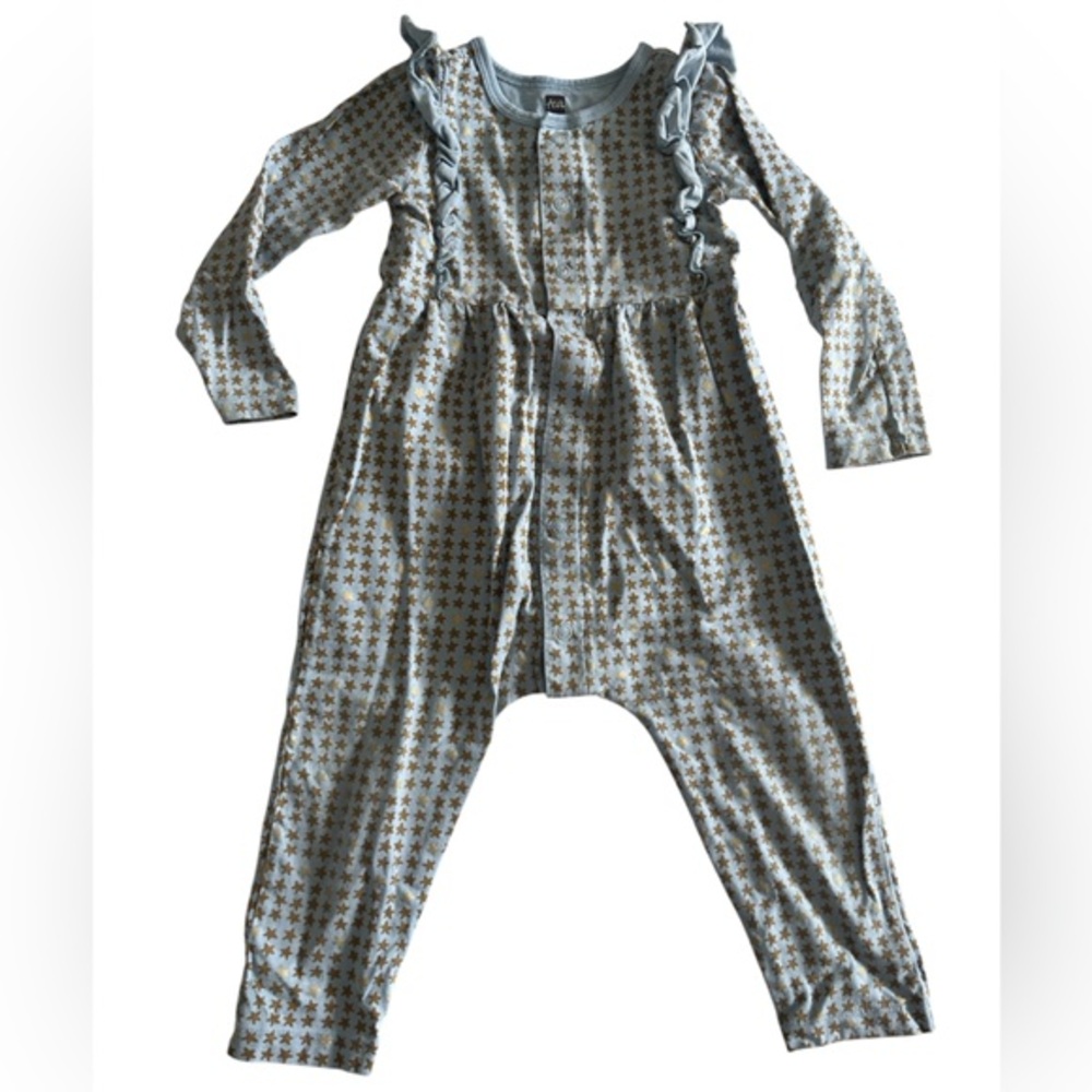 Tea Collection Blue and Gold Star Jumpsuit